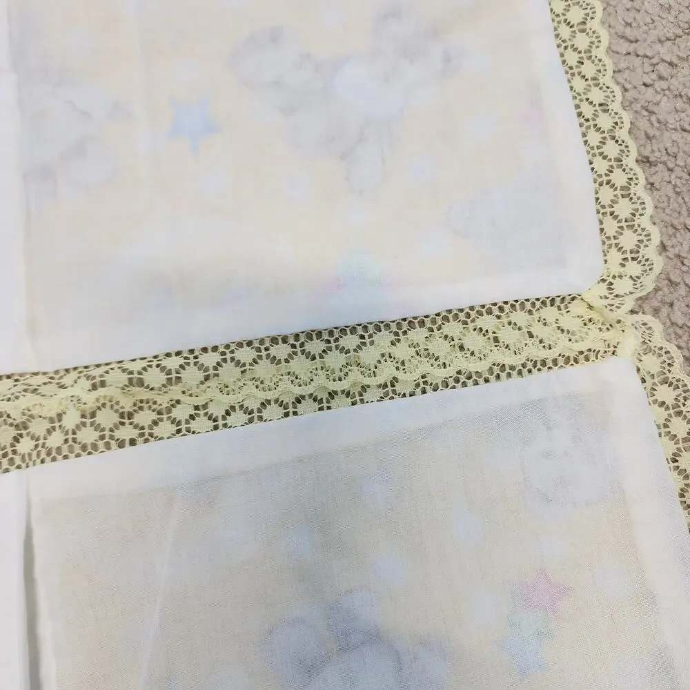 Boyds Bear Pillow Shams 16x12 Star Moon Yellow Lace Trim Cotton Handmade Nursery